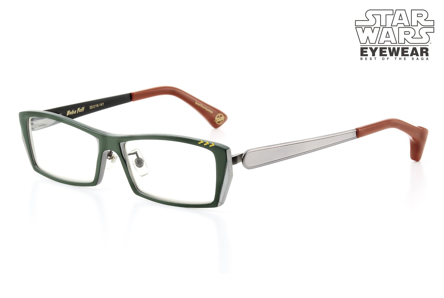 Boba Fett Aviator Glasses, Olive Green Frame & Clear Lens