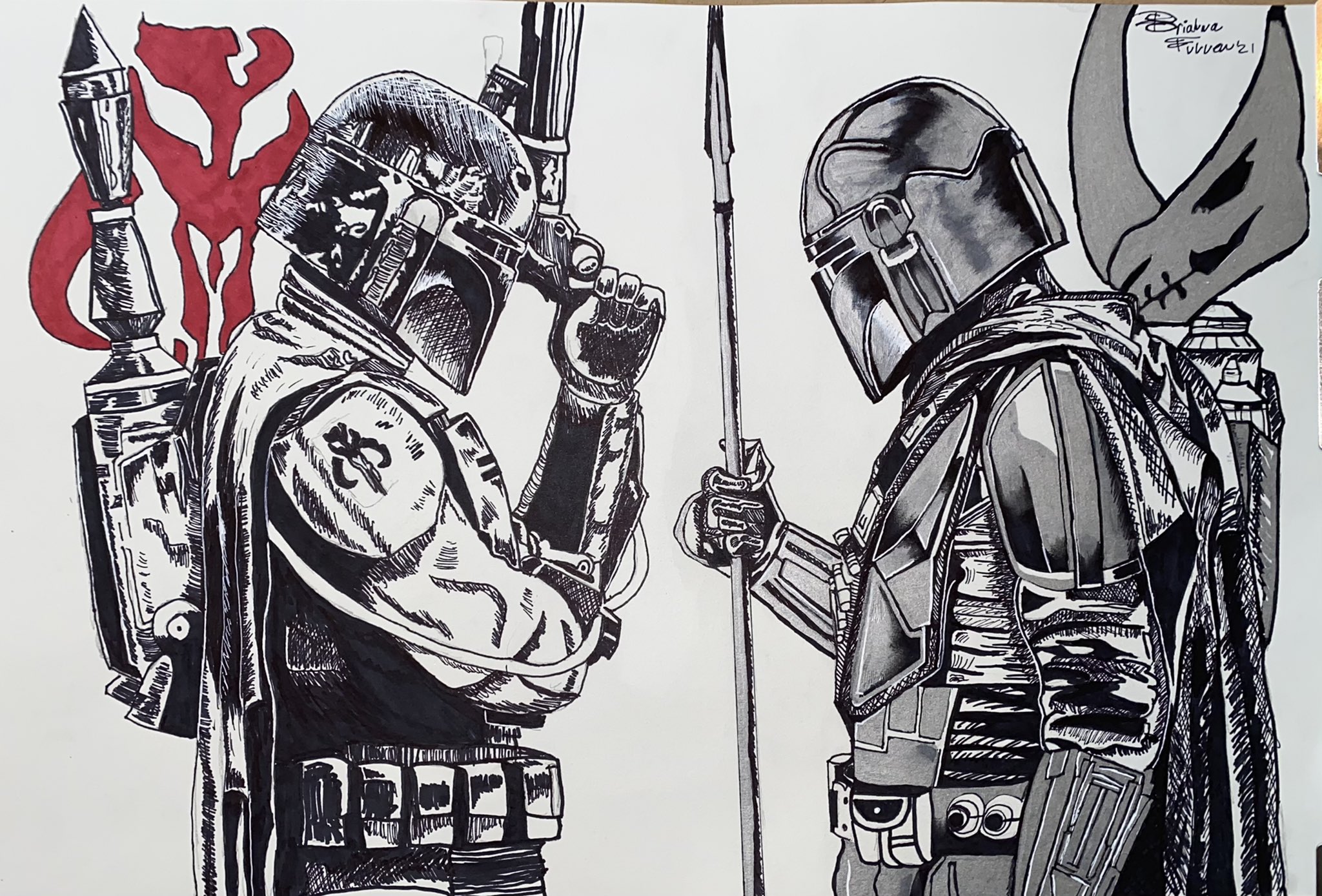 Boba Fett and Din Djarin by Briahna F. Image Galleries Boba Fett Fan Club