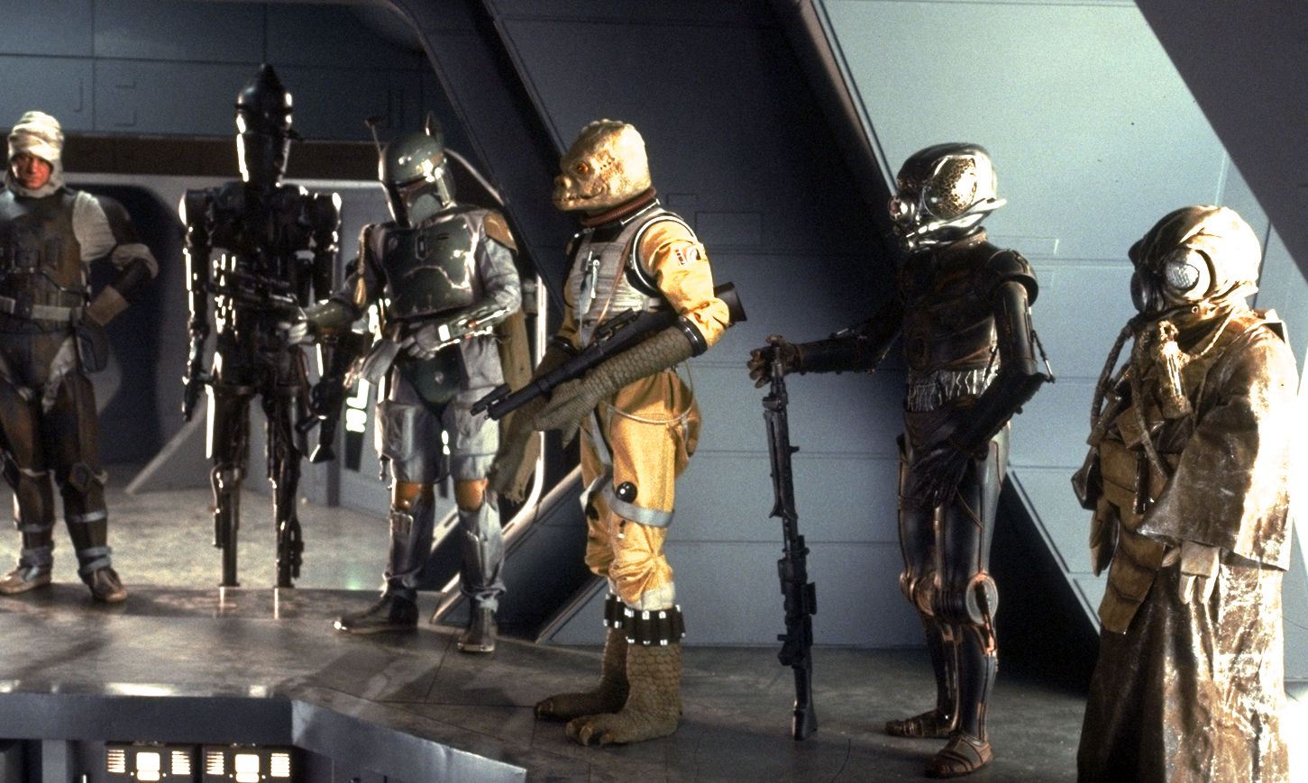 Dengar, IG-88, Boba Fett, Bossk, 4-LOM, and Zuckuss.