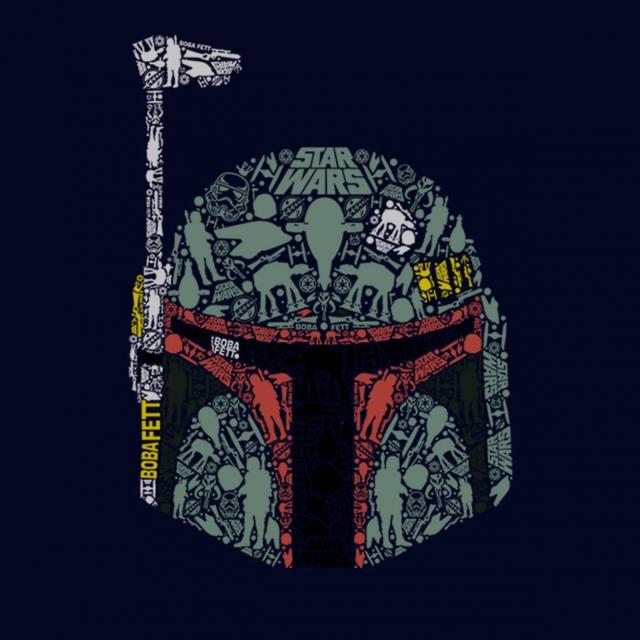 Fifth Sun Boba Fett Silhouette Helmet Fill Graphic TShirt Boba Fett