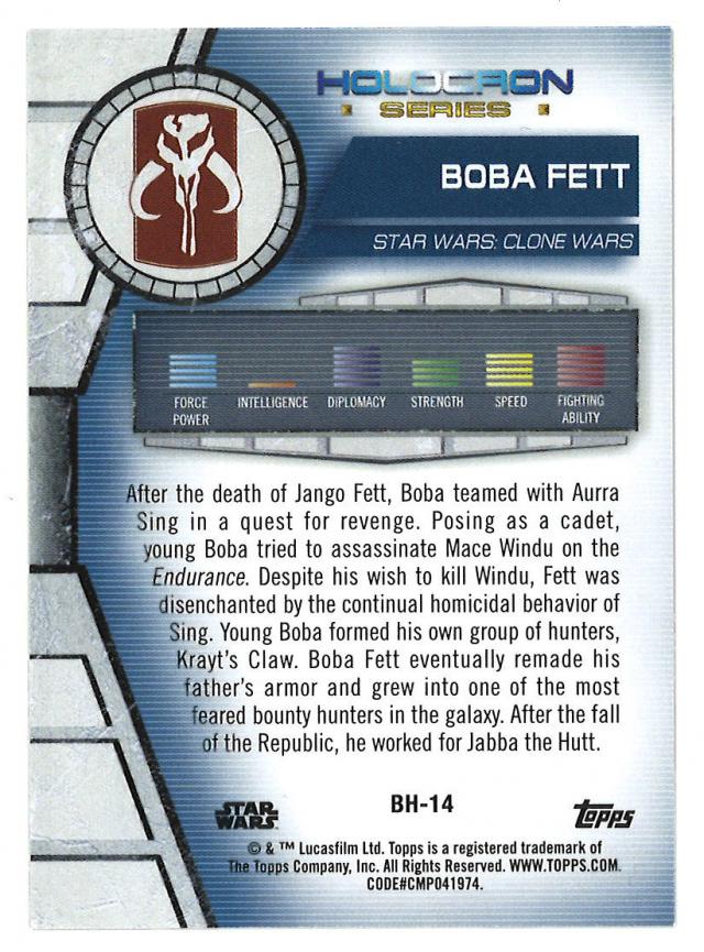 2020 Topps Star Wars Holocron Boba Fett #BH-14 