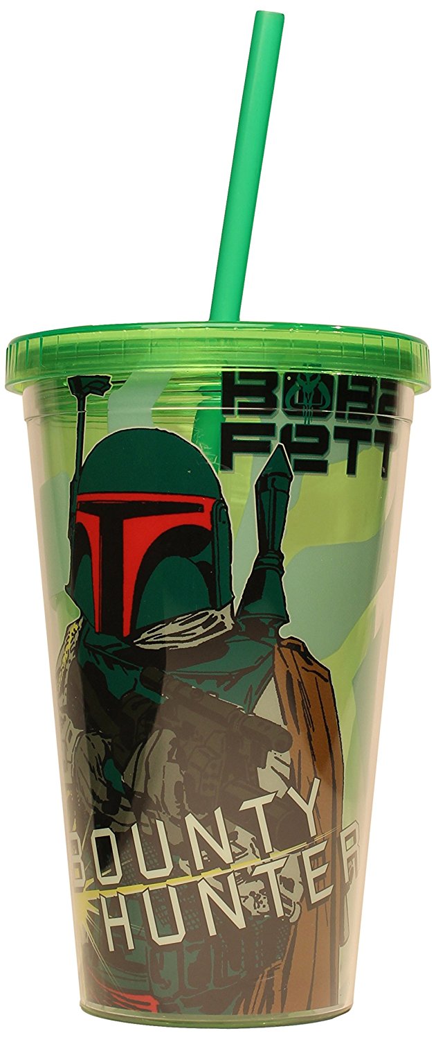 Star Wars Boba Fett 24 oz. Plastic Cold Cup with Lid and Topper Straw