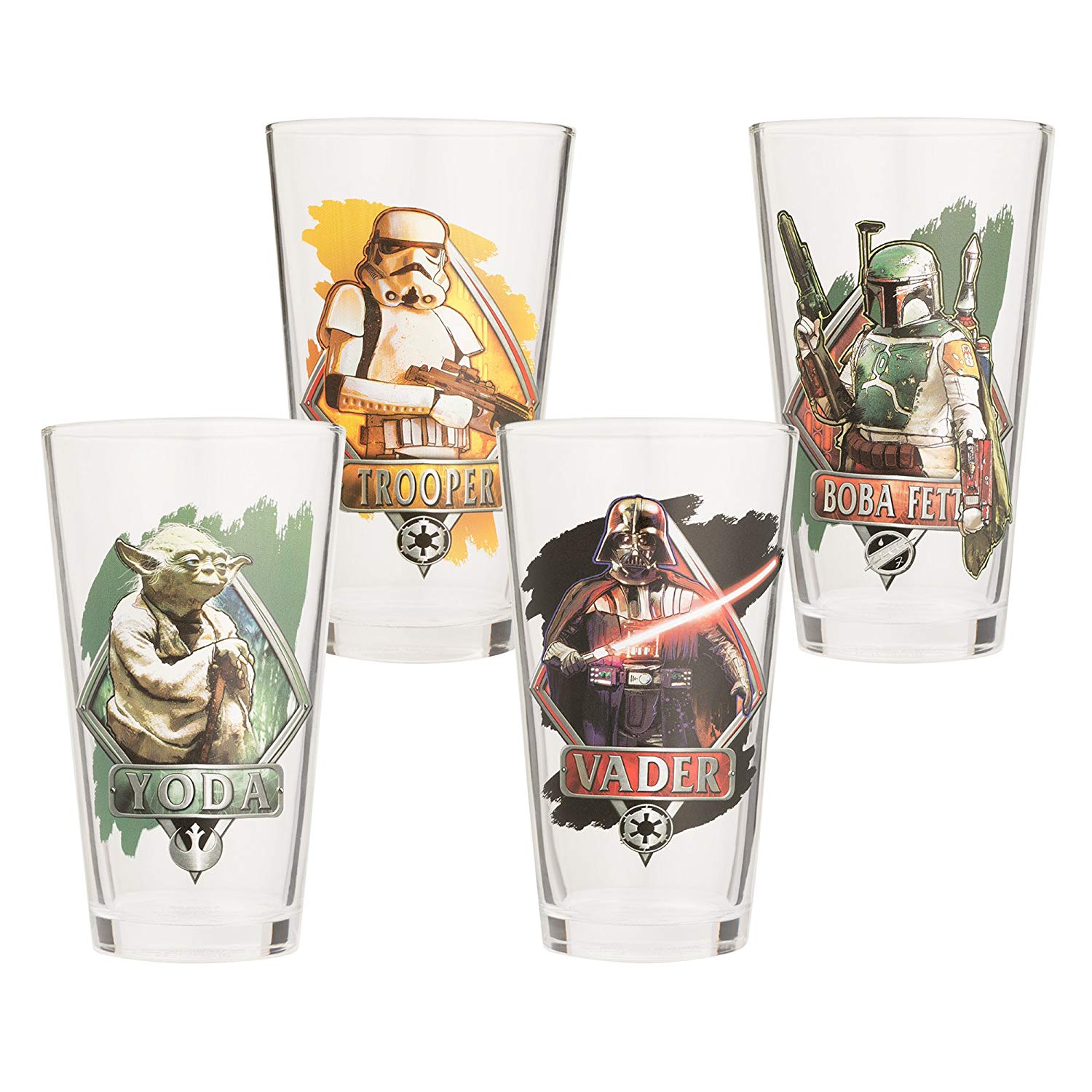 Vandor 99079 Star Wars 4 pc 10 oz Glass Set, Multicolor