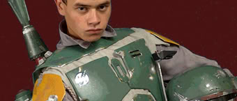 Actor Daniel Logan in a set of fan-made Boba Fett armor