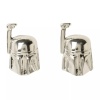 Boba Fett Helmet Stud Post Insertion Chrome Color Earrings