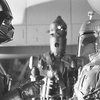 Vintage set photo of Darth Vader and Boba Fett in "Star...