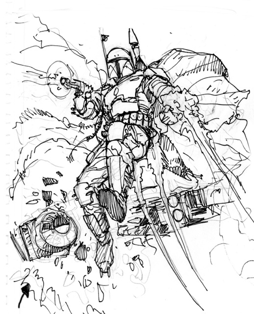 Boba Fett And The Millennium Falcon By Dave Dorman