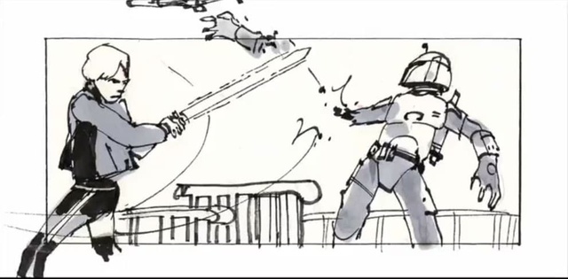 "Star Wars Storyboards: The Original Trilogy," Luke Skywalker vs. Boba Fett Storyboard 