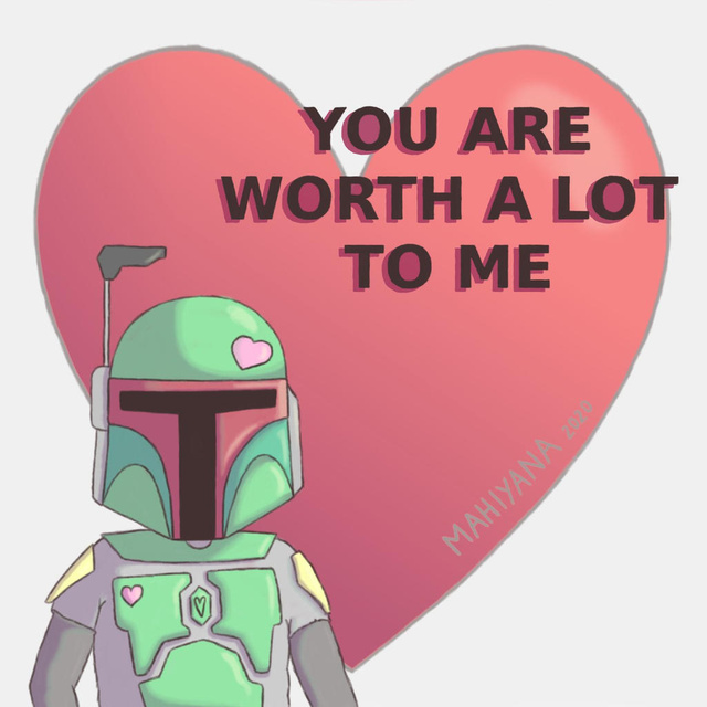 Boba Fett Valentine's Day Card by Mahiyana  